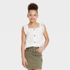 Girls' Printed Sleeveless Woven Top - Cat & Jack White