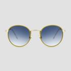 Women's Vegan Leather Wrapped Round Sunglasses - Universal Thread Green/gold