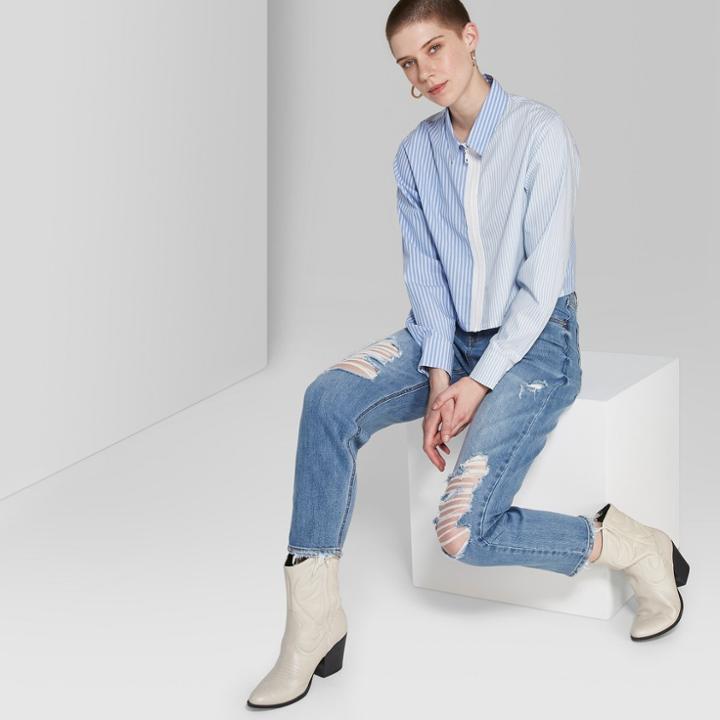 Women's Mid-rise Mom Jeans - Wild Fable Medium Blue Wash