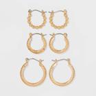 Multi Textured Hoop Trio Earrings - A New Day Gold
