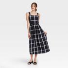 Women's Plaid Sleeveless Buckle Back Dress - Who What Wear Black/white