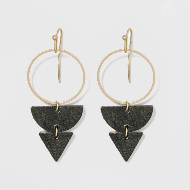 Semi Circle/triangle Earrings - Universal Thread Green/gold,