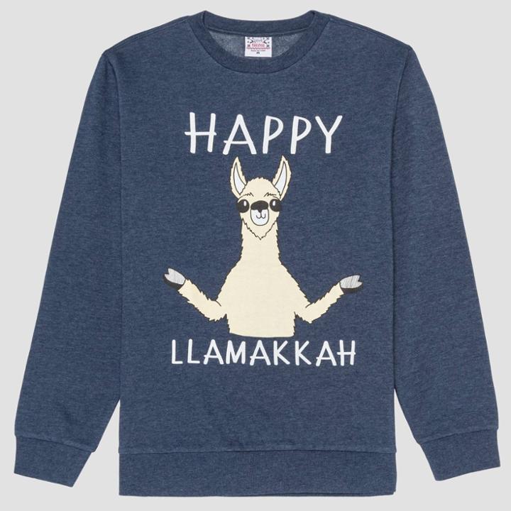 Well Worn Men's Happy Llamakkah Graphic Sweatshirt - Heathered Deep Navy S, Size: