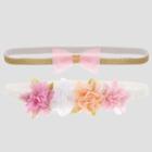 Toddler Girls' 2pk Fabric Flowers And Bow Headwrap - Cat & Jack Pink/gold/white