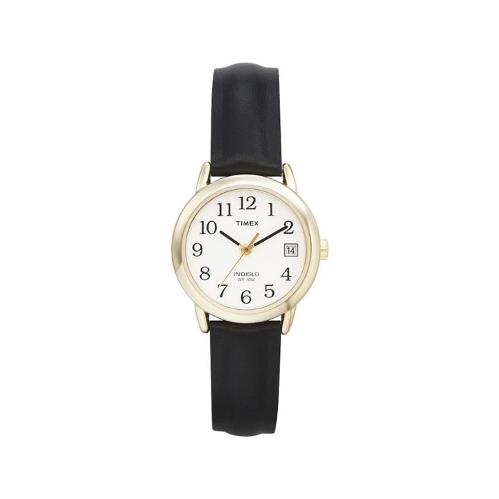 Women's Timex Easy Reader Watch With Leather Strap- Gold/black T2h341jt