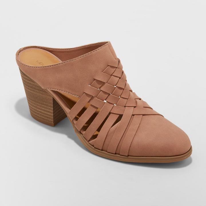 Women's Aiden Wide Width Huarache Heeled Mules - Universal Thread Blush 7ww,