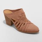 Women's Aiden Wide Width Huarache Heeled Mules - Universal Thread Blush 7ww,