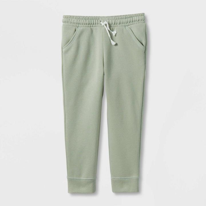 Toddler Girls' Solid Fleece Jogger Pants - Cat & Jack Green