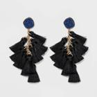 Sugarfix By Baublebar Tassel With Druzy Drop Earrings - Navy/black, Women's, Blue/black