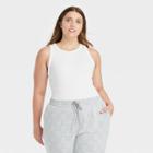Women's Plus Size Ribbed Crewneck Tank Bodysuit - A New Day White