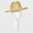Women's Open Weave Straw Fedora Hat With Chin Strap - Universal Thread , Brown