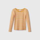 Girls' Long Sleeve Striped Ribbed T-shirt - Cat & Jack Yellow