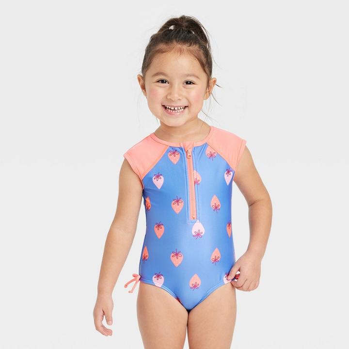 Baby Girls' Strawberries One Piece Swimsuit - Cat & Jack Blue