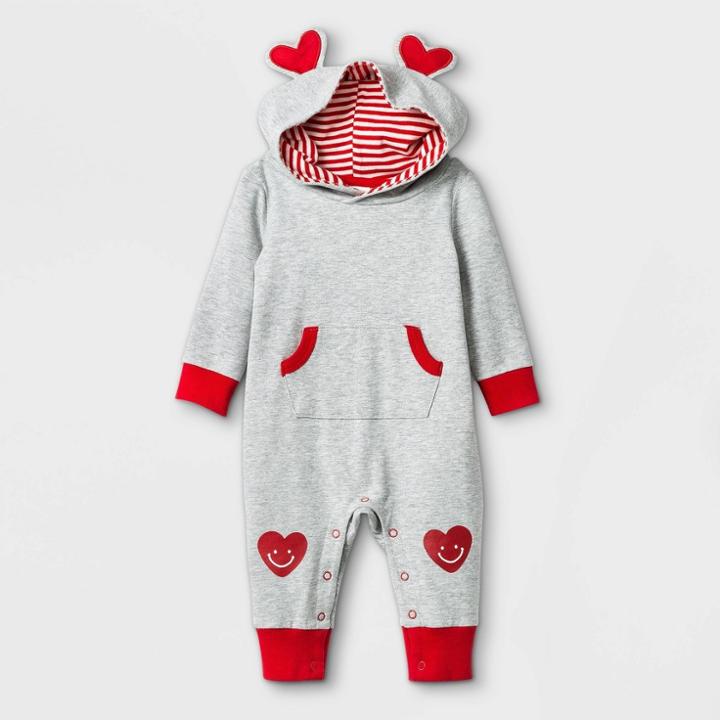 Baby Heart Ears Romper - Cat & Jack Heather Gray Newborn