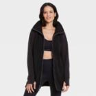 Women's Sherpa Faux Fur Full Zip Long Jacket - All In Motion Black
