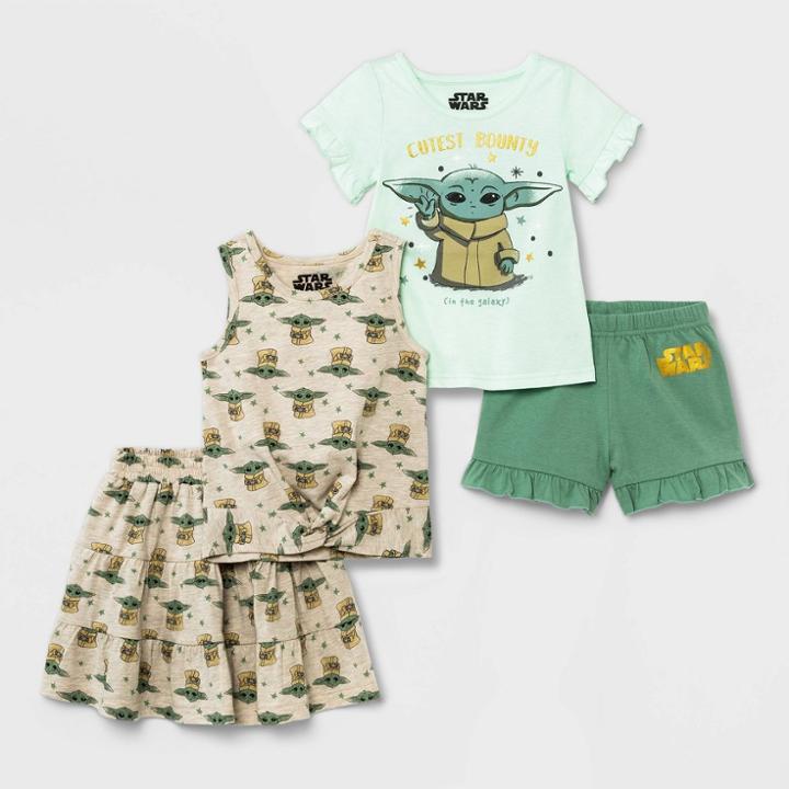 Toddler Girls' 4pc Star Wars Top And Bottom Set - Beige