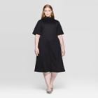 Women's Plus Size Elbow Sleeve Cowl Neck Midi Dress - Who What Wear Black