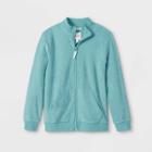 Boys' Loop Terry Full Zip Mock Neck Sweatshirt - Cat & Jack Green