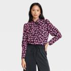 Women's Floral Print Puff Long Sleeve Blouse - Who What Wear Pink