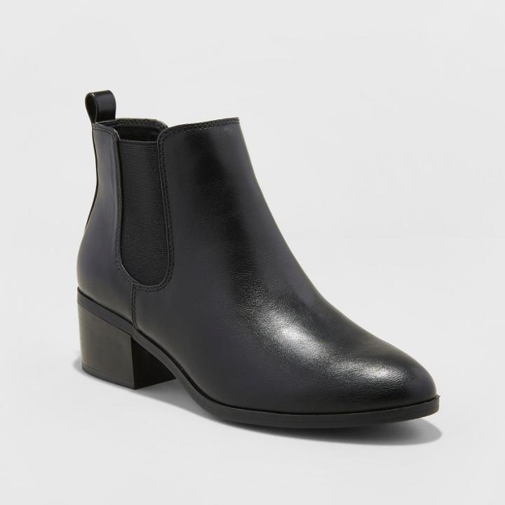 Women's Ellie Wide Width Chelsea Boots - A New Day Black 12w,