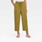 Women's High-rise Relaxed Fit Pull-on Ankle Pants - A New Day Olive Green