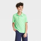 Boys' Striped Golf Polo Shirt - All In Motion Heathered Green