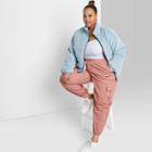 Women's Plus Size High-rise Baggy Cargo Pants - Wild Fable Rose 1x, Women's,