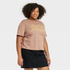 Iml Women's Plus Size Feeling My Feelings Short Sleeve Graphic T-shirt - Brown