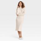 Women's Long Sleeve Ribbed Knit Sweater Dress - A New Day Cream