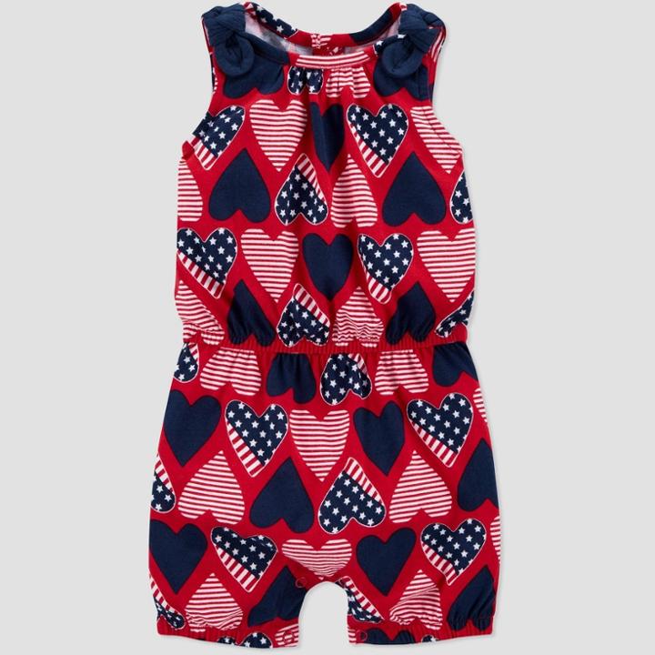 Baby Girls' One Piece Joy 4th Of July Heart Romper - Just One You Made By Carter's Navy/red 3m, Girl's, Red Blue