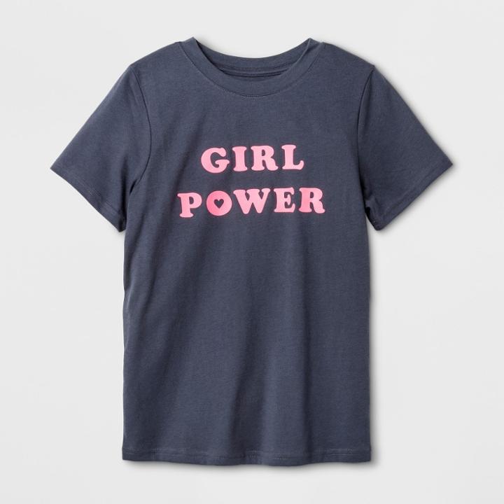 Kids' Short Sleeve Girl Power Graphic T-shirt - Cat & Jack Gray