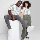 Adult Extended Size Striped Regular Fit Crewneck Long Sleeve T-shirt - Original Use True White/stripe
