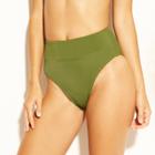 Women's Ribbed High Leg High Waist Bikini Bottom - Xhilaration Olive Green