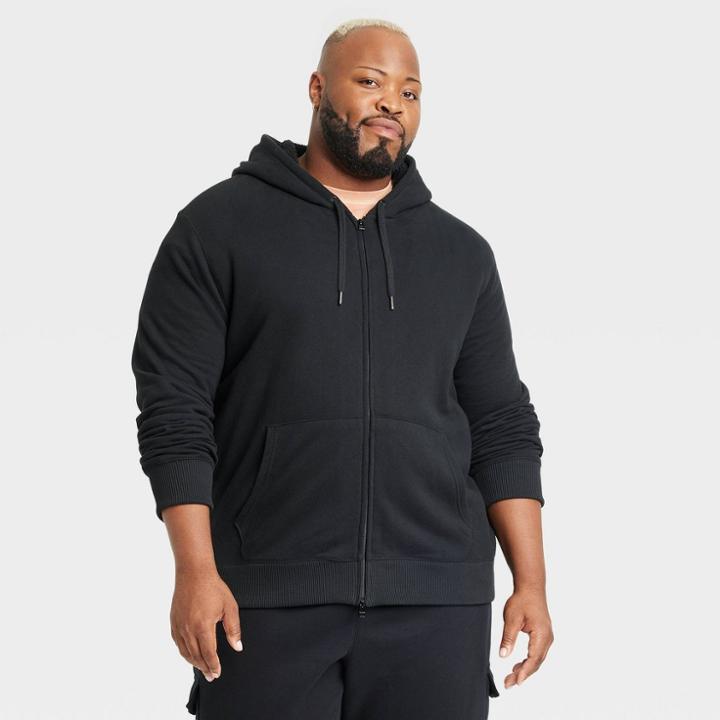 Men's Big & Tall Sherpa Lined Zip-up Hoodie - Goodfellow & Co Black