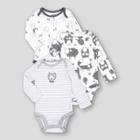 Lamaze Baby Boys' 3pk Organic Bear Long Sleeve Bodysuit - Gray/white