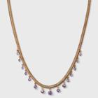 16 Snake Chain With Pierced Stones Necklace - A New Day Purple