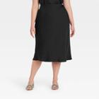 Women's Plus Size High-rise Midi Slip A-line Skirt - A New Day Black
