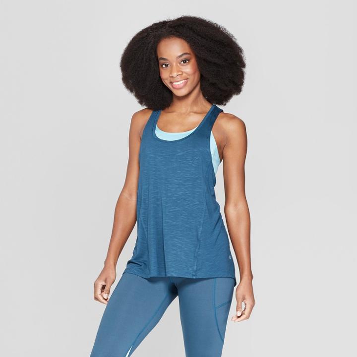 Women's 2-in-1 Tank Top - C9 Champion Jade/aqua S, Green/aqua Bra