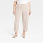 Women's Plus Size High-rise Slim Straight Fit Ankle Pull-on Pants - A New Day Cream