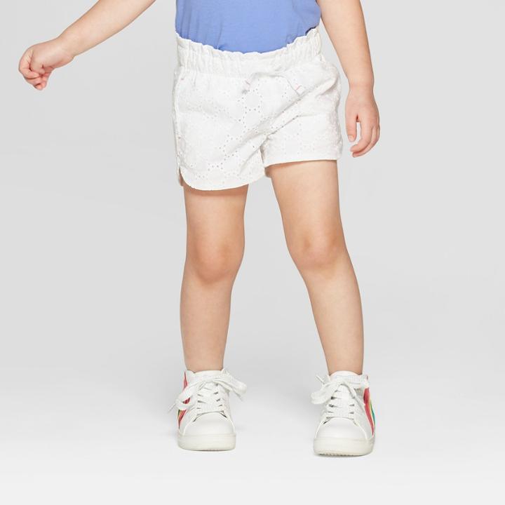 Toddler Girls' Eyelet Woven Fashion Shorts - Cat & Jack White