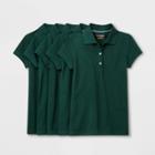 Petitegirls' 5pk Short Sleeve Stretch Pique Uniform Polo Shirt - Cat & Jack Green