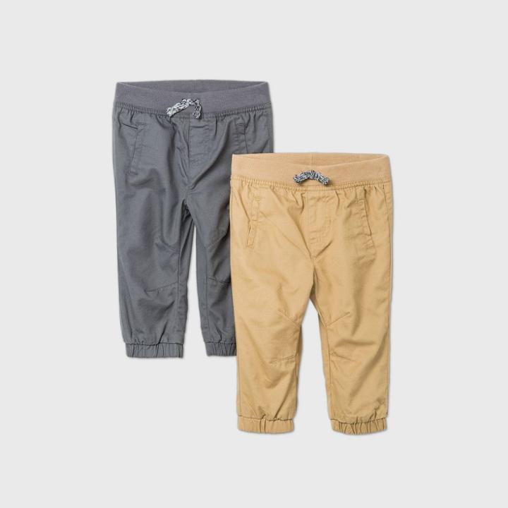 Baby Boys' 2pk Woven Chino Pants - Cat & Jack Gray/khaki