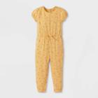 Toddler Girls' Floral Short Sleeve Jumpsuit - Cat & Jack Light Yellow