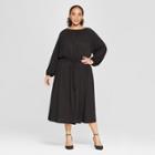Women's Plus Size Long Sleeve Maxi Knit Dress - Who What Wear Black X