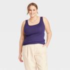 Women's Plus Size Slim Fit Square Neck Tank Top - A New Day Purple