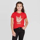 Petitegirls' Short Sleeve Love Sign Language Graphic T-shirt - Cat & Jack Red M, Girl's,