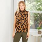 Women's Leopard Print Keyhole Blouse - Who What Wear Brown