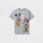 Girls' Disney Mickey & Minnie Short Sleeve Graphic T-shirt - Heather Gray Xs - Disney