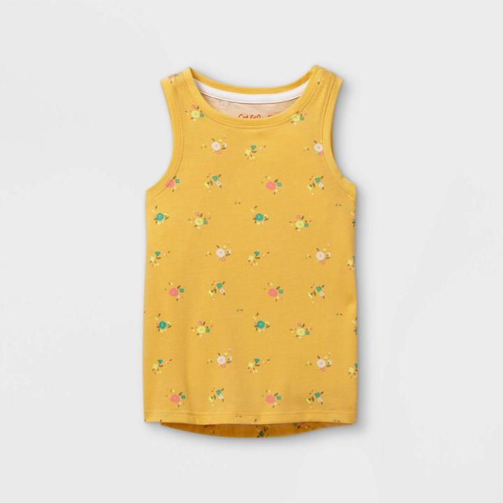 Toddler Girls' Floral Tank Top - Cat & Jack Gold