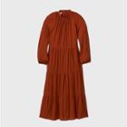 Women's Long Sleeve Tiered Dress - A New Day Rust
